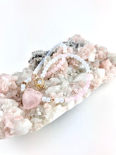 Load image into Gallery viewer, Opalite + Gold Heart + Rose Quartz Beaded Necklace with a Rose Quartz Heart Pendant
