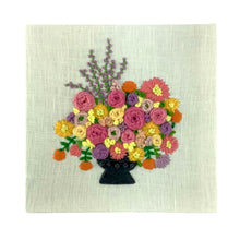 Load image into Gallery viewer, 6”x6“ Floral Embroidery on White Linen
