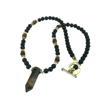 Load image into Gallery viewer, Black Onyx + Tiger Eye Beaded Necklace
