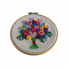 Load image into Gallery viewer, 5“ Floral Embroidery on White Linen
