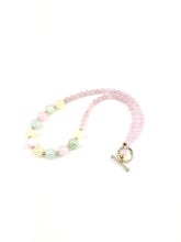 Load image into Gallery viewer, Pastel Dyed Green Jade + Rose Quartz Beaded Necklace
