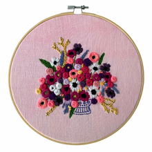 Load image into Gallery viewer, 9.5“ Floral Embroidery on Avocado Dyed Linen
