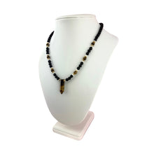 Load image into Gallery viewer, Black Onyx + Tiger Eye Beaded Necklace
