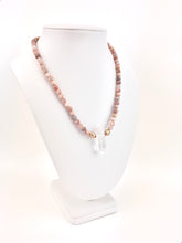 Load image into Gallery viewer, Sunstone Beaded Necklace with a Quartz Pendant
