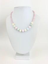 Load image into Gallery viewer, Pastel Dyed Green Jade + Rose Quartz Beaded Necklace
