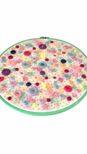 Load image into Gallery viewer, 10.5“ Floral Embroidery on Watercolour Painted White Linen
