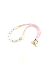 Load image into Gallery viewer, Pastel Dyed Green Jade + Rose Quartz Beaded Necklace
