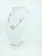 Load image into Gallery viewer, Pastel Dyed Green Jade Beaded Necklace with a Rose Quartz Heart Pendant
