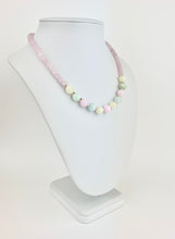 Load image into Gallery viewer, Pastel Dyed Green Jade + Rose Quartz Beaded Necklace
