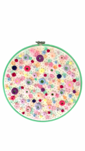 Load image into Gallery viewer, 10.5“ Floral Embroidery on Watercolour Painted White Linen
