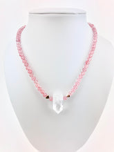 Load image into Gallery viewer, Cherry Quartz Beaded Necklace with a Quartz Pendant
