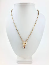 Load image into Gallery viewer, 18k Gold Plated Brass Paperclip Chain with a Clear Quartz Pendant
