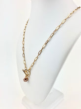 Load image into Gallery viewer, 18k Gold Plated Brass Paperclip Chain with a Clear Quartz Pendant
