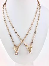 Load image into Gallery viewer, 18k Gold Plated Brass Paperclip Chain with a Clear Quartz Pendant
