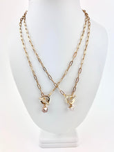 Load image into Gallery viewer, 18k Gold Plated Brass Paperclip Chain with a Clear Quartz Pendant
