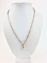 Load image into Gallery viewer, 18k Gold Plated Brass Paperclip Chain with a Clear Quartz Pendant
