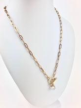 Load image into Gallery viewer, 18k Gold Plated Brass Paperclip Chain with a Clear Quartz Pendant
