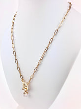 Load image into Gallery viewer, 18k Gold Plated Brass Paperclip Chain with a Clear Quartz Pendant
