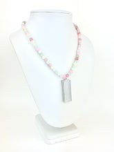 Load image into Gallery viewer, Pastel Dyed Green Jade Beaded Necklace with a Selenite Pendant
