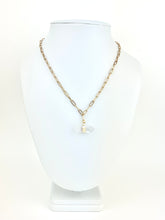 Load image into Gallery viewer, 18k Gold Plated Brass Paperclip Chain with a Clear Quartz Pendant
