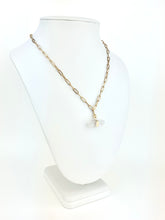 Load image into Gallery viewer, 18k Gold Plated Brass Paperclip Chain with a Clear Quartz Pendant
