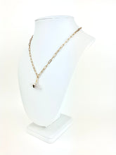 Load image into Gallery viewer, 18k Gold Plated Brass Paperclip Chain with a Clear Quartz Pendant
