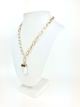 Load image into Gallery viewer, 18k Gold Plated Brass Paperclip Chain with a Selenite Pendant
