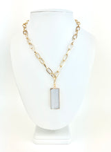 Load image into Gallery viewer, 18k Gold Plated Brass Paperclip Chain with a Selenite Pendant
