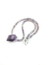 Load image into Gallery viewer, Amethyst Beaded Necklace with a Raw Amethyst Pendant
