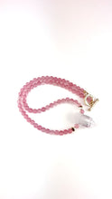 Load and play video in Gallery viewer, Cherry Quartz Beaded Necklace with a Quartz Pendant
