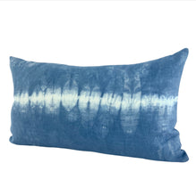 Load image into Gallery viewer, Shibori Indigo Linen Lumbar Cushion Cover - OOAK
