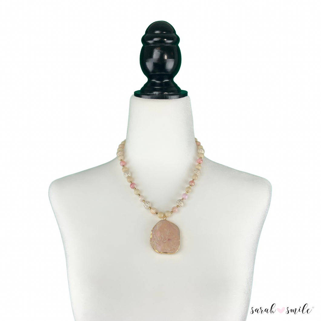 Pink Peruvian Opal Beaded Statement Necklace