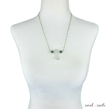 Load image into Gallery viewer, Malachite Rosary Chain Necklace with Quartz + Green Tiger Eye Pendant
