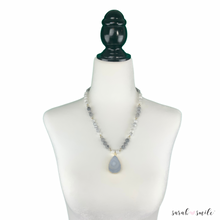 Load image into Gallery viewer, Howlite + Jasper Beaded Necklace with Galaxy Druzy Pendant
