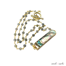 Load image into Gallery viewer, Labradorite Rosary Chain with Abalone Shell Pendant
