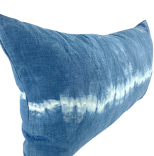 Load image into Gallery viewer, Shibori Indigo Linen Lumbar Cushion Cover - OOAK
