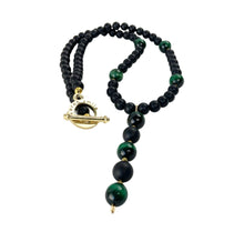 Load image into Gallery viewer, Black Onyx + Green Tiger Eye Beaded Necklace
