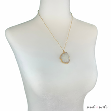 Load image into Gallery viewer, Quartz Rosary Chain Necklace with Druzy Pendant
