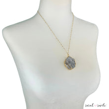 Load image into Gallery viewer, Howlite Rosary Chain Necklace with Druzy Pendant
