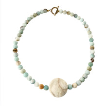 Load image into Gallery viewer, Amazonite Beaded Necklace with a Druzy Pendant
