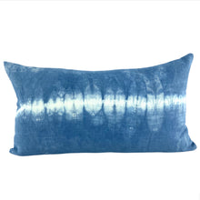 Load image into Gallery viewer, Shibori Indigo Linen Lumbar Cushion Cover - OOAK
