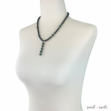 Load image into Gallery viewer, Black Onyx + Green Tiger Eye Beaded Necklace
