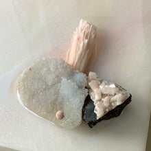 Load image into Gallery viewer, Soft Pink &amp; Metallic Pearl Crystal Resin Art - 8”x8”x1.5”
