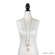 Load image into Gallery viewer, Pink Opal + Strawberry Quartz with Antique Brass Chain
