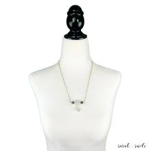 Load image into Gallery viewer, Malachite Rosary Chain Necklace with Quartz + Green Tiger Eye Pendant
