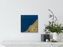 Load image into Gallery viewer, Blue + Gold + Quartz Resin Art - 12”x12”

