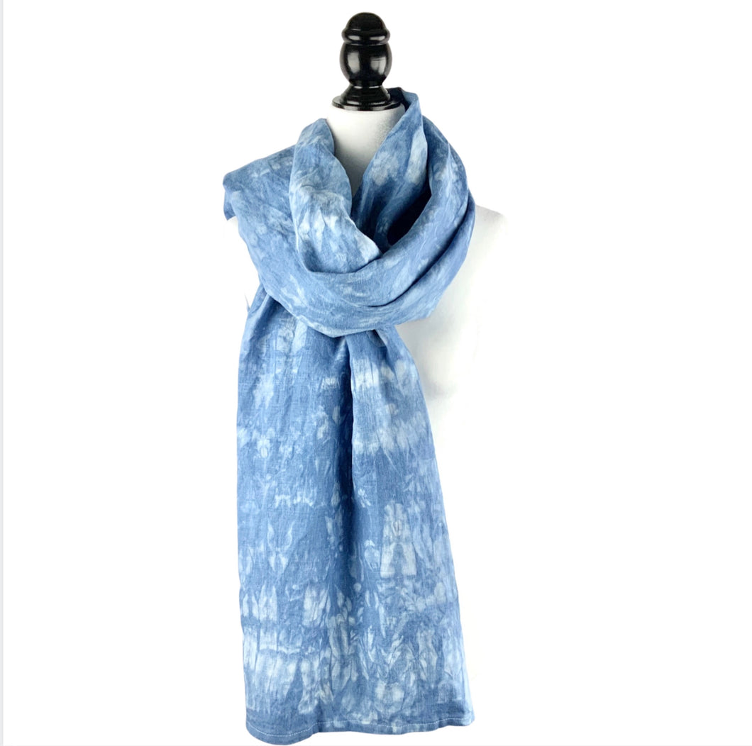 Shibori Linen Scarf - OOAK - #S23