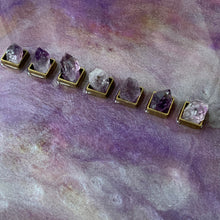 Load image into Gallery viewer, Amethyst + Brass Resin Art - 8”x8”x1.5”
