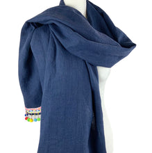 Load image into Gallery viewer, Linen Scarf w/ Pom Trim - OOAK - #S29
