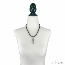 Load image into Gallery viewer, Black Onyx + Green Tiger Eye Beaded Necklace
